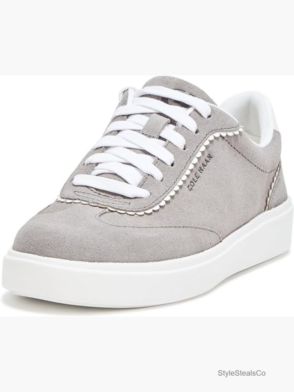 Vintage Inspired Leather Suede Sneakers with Blanket Stitch Detail